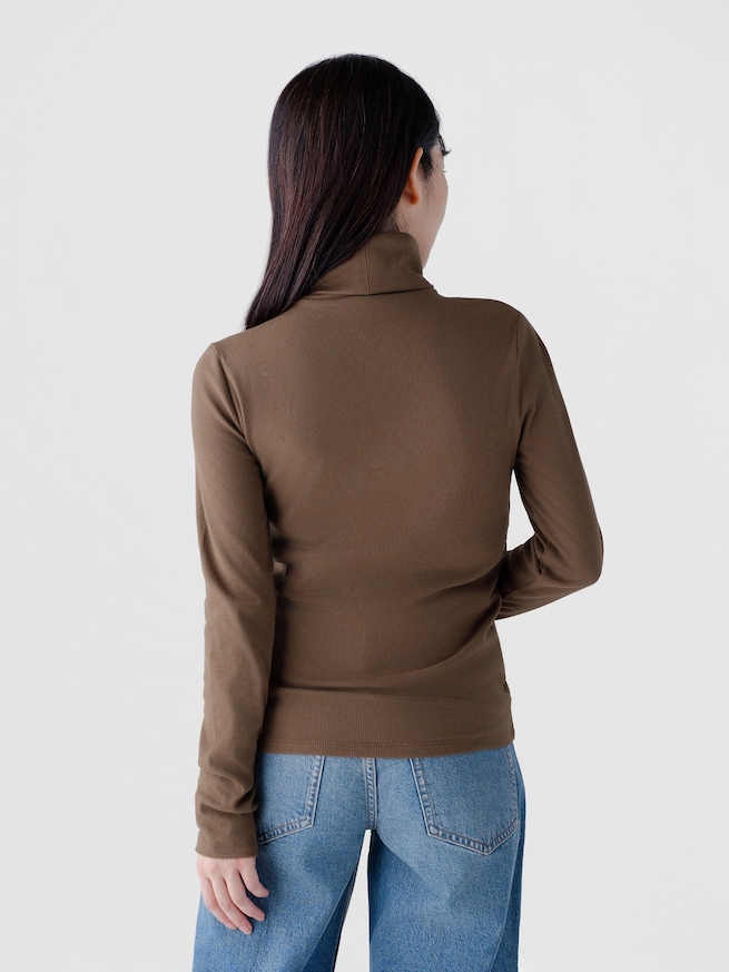 リブ GAPロゴ タートルネックTシャツ-1