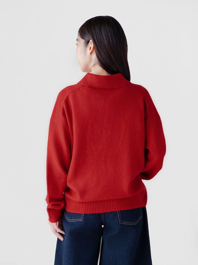 CashSoft カシミヤタッチ オーバーサイズ GAPロゴ ジョニーカラーセーター-1