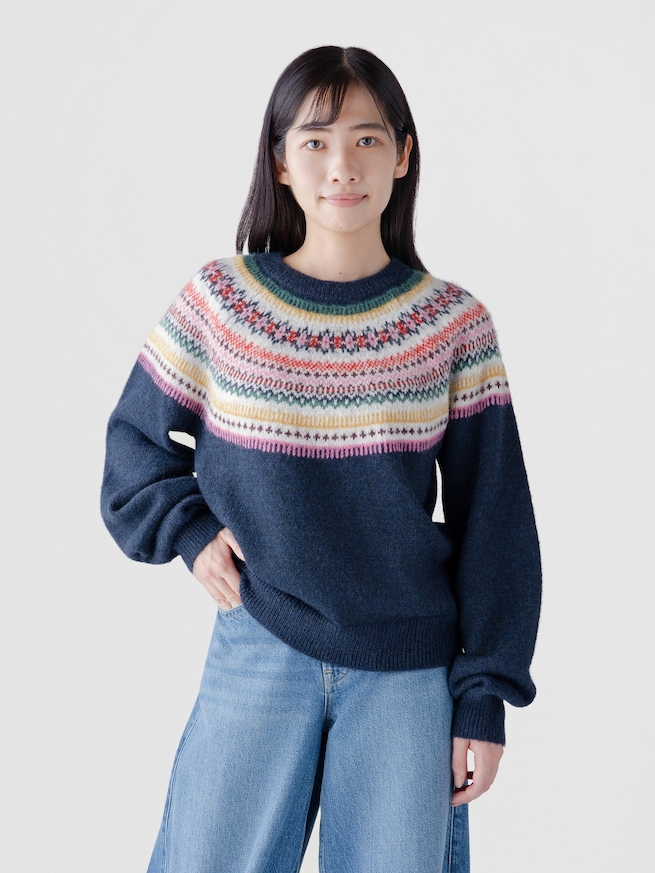 ふわもこ リラックスフィット クルーネックセーター-0