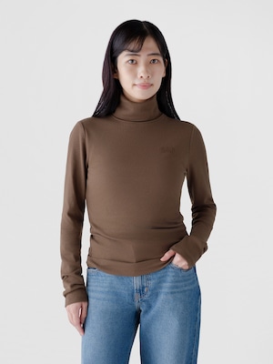リブ GAPロゴ タートルネックTシャツ