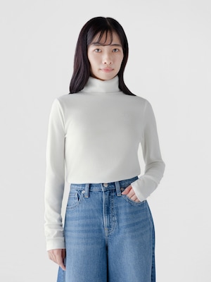 リブ GAPロゴ タートルネックTシャツ