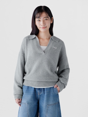 CashSoft カシミヤタッチ オーバーサイズ GAPロゴ ジョニーカラーセーター