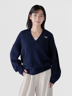 CashSoft カシミヤタッチ オーバーサイズ GAPロゴ ジョニーカラーセーター