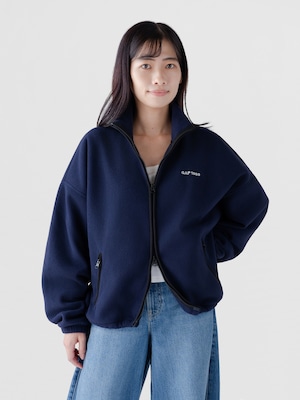 リラックスフィット GAPロゴ マイクロフリース ジップアップスウェットシャツ
