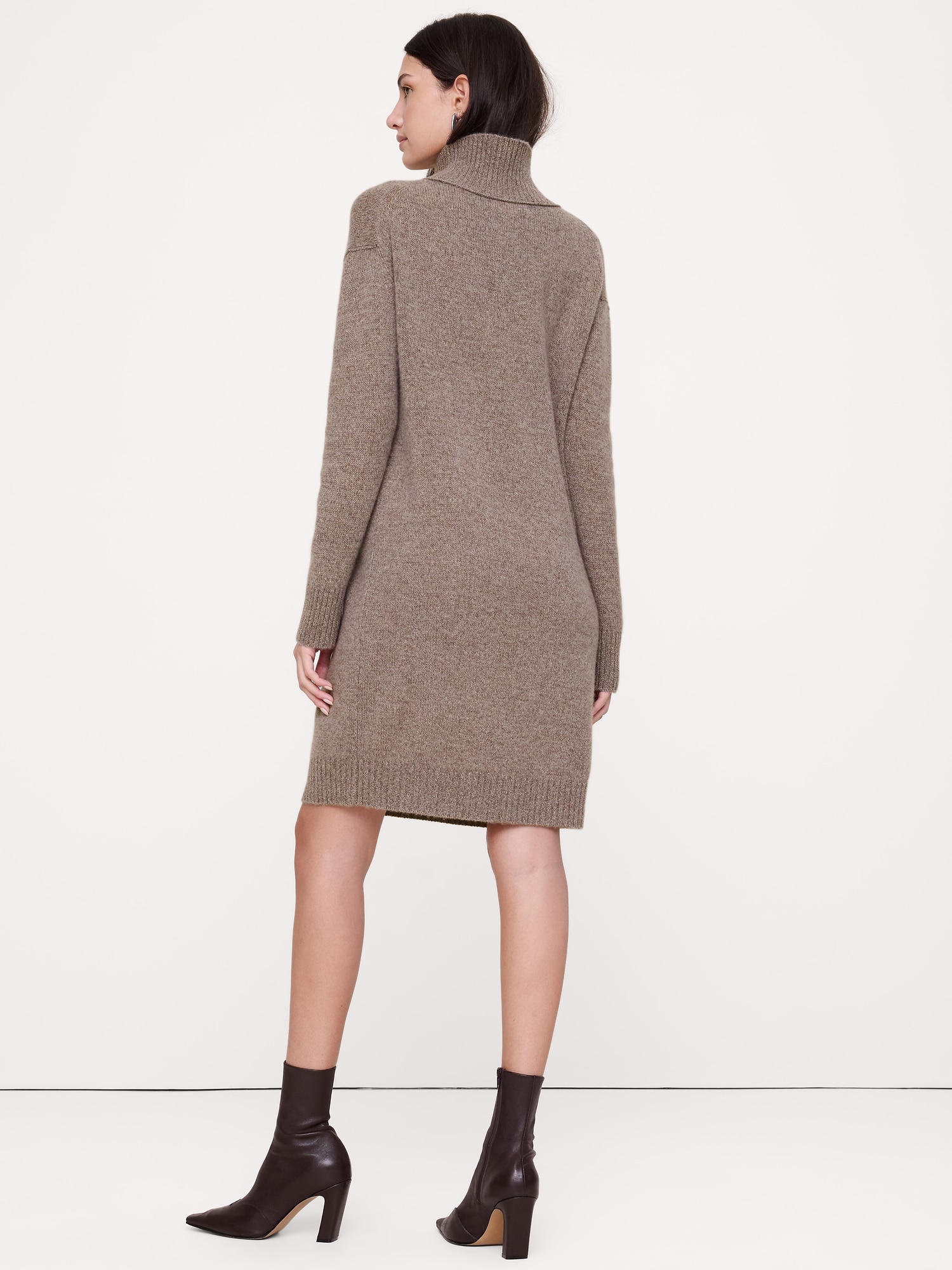ライトウェイト カシミヤ タートルネック ミニドレス-2